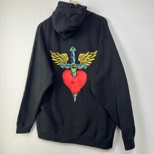 Bon Jovi Forever Hoodie 2XL Black Oversized Band Graphic Heart Dagger Sweatshirt